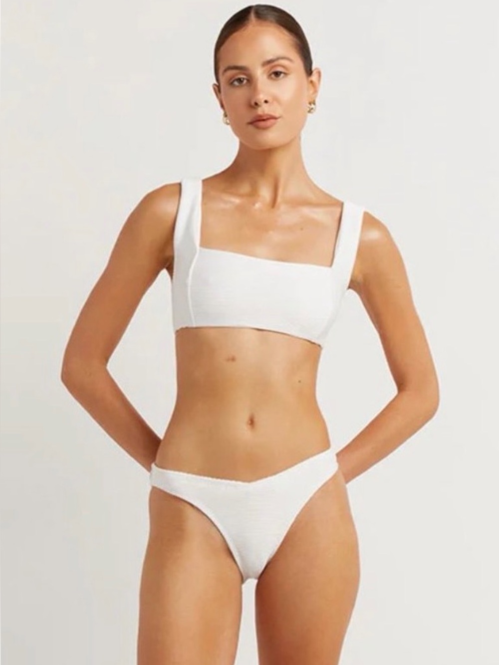 DISSH Lola White Sport Bra Swim top (NWT) & High Leg Bikini Bottoms Sz Medium M